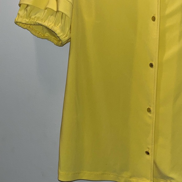 Anne Klein Yellow Gold Button Down Short Sleeve Blouse Shirt NWT Ladies XS - Picture 5 of 7